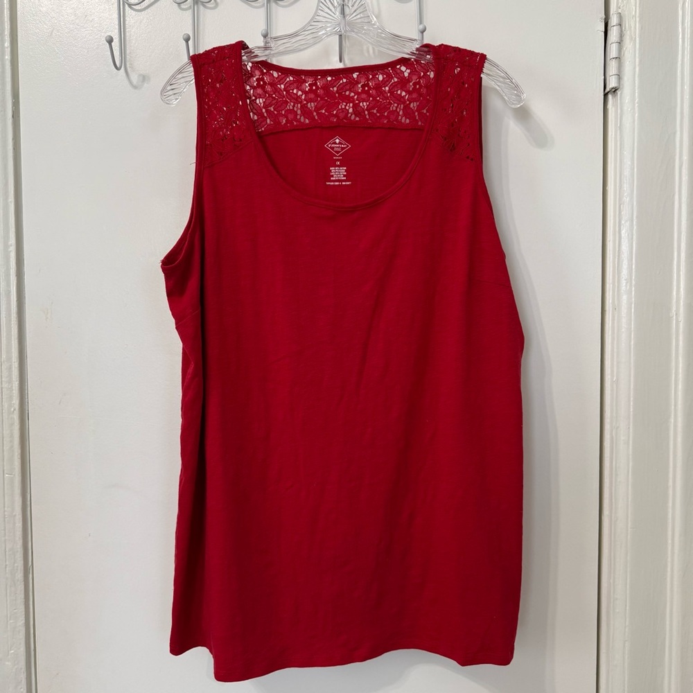 St. John's Bay Red Lace Accent Tank Top Size L